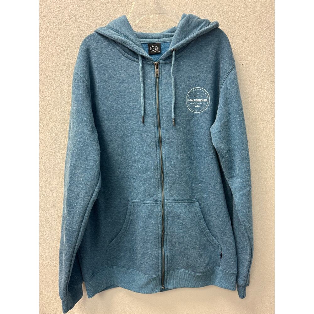 Maui & Sons Full Zip Hoodie Sweatshirt Teal Blue M